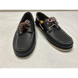 Timberland Mens Boat Shoes Size 10.5 2 Eye Handsewn Leather Navy Blue 74036